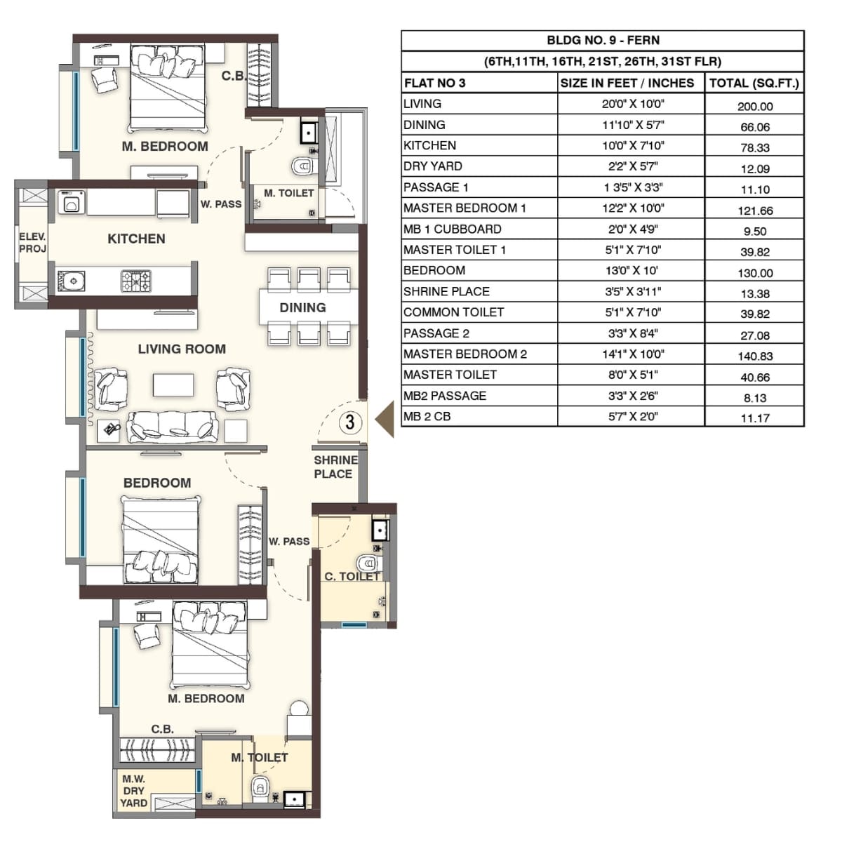 Sheth-Vasant-Lawns-Floor-Plan-Fern-2-BHK-Unit-3-Refuge-6th-11th-16th-21st-26th-31st